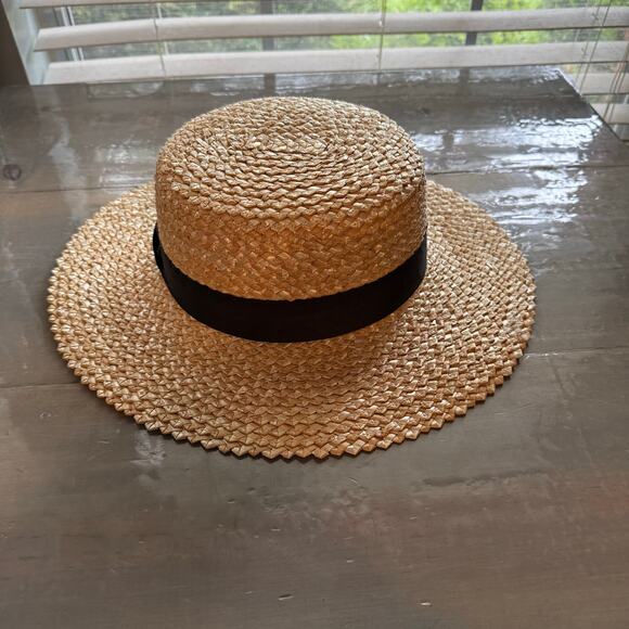 Lack of Color Black Band Rico Zigzag Boater Hat Sz M - Picture 2 of 14